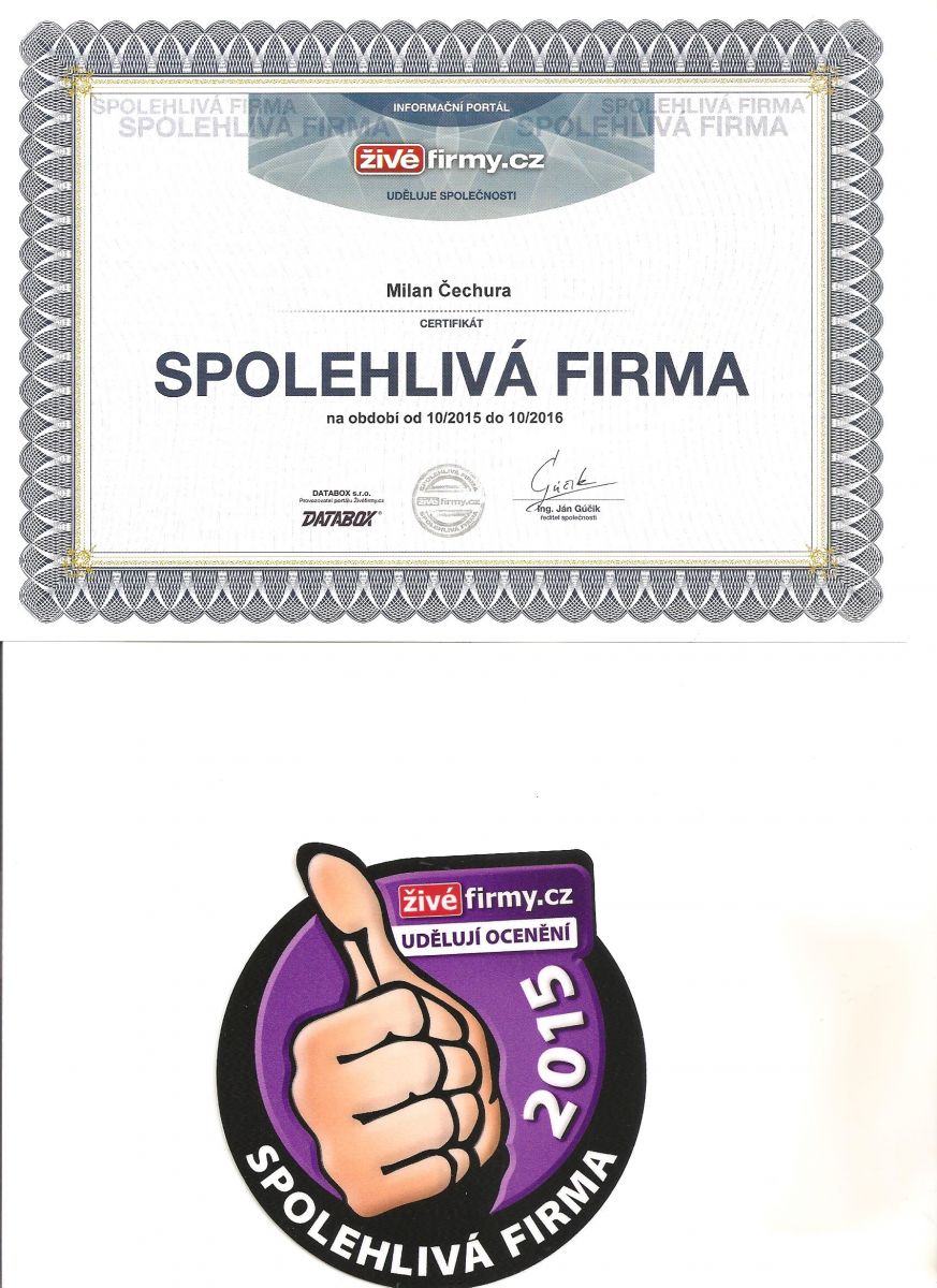 osvědčení Spolehlivá Firma